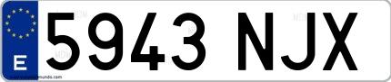Ejemplo de matrícula española 5943 NJX