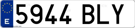 Ejemplo de matrícula de coche ordinaria 5944 BLY