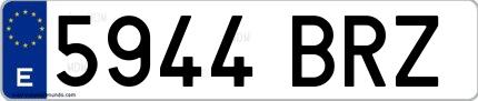 Ejemplo de matrícula española 5944 BRZ