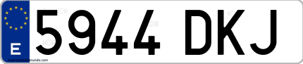 Ejemplo de matrícula de coche ordinaria 5944 DKJ