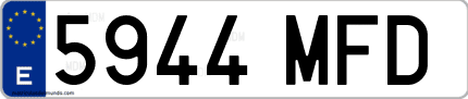 Ejemplo de matrícula de coche ordinaria 5944 MFD