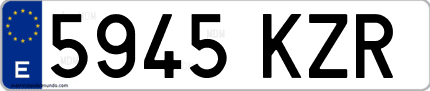 Ejemplo de matrícula de coche ordinaria 5945 KZR
