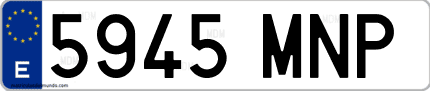 Ejemplo de matrícula de coche ordinaria 5945 MNP