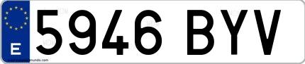 Ejemplo de matrícula española 5946 BYV