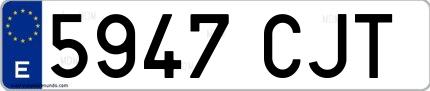 Ejemplo de matrícula española 5947 CJT