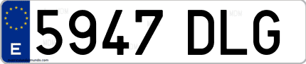 Ejemplo de matrícula de coche ordinaria 5947 DLG