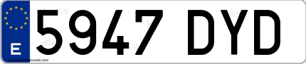 Ejemplo de matrícula de coche ordinaria 5947 DYD
