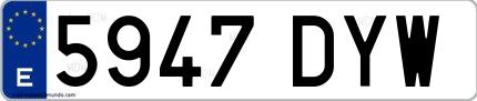 Ejemplo de matrícula española 5947 DYW