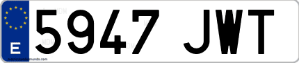 Ejemplo de matrícula de coche ordinaria 5947 JWT