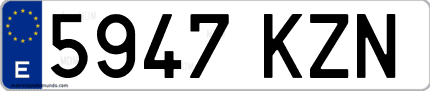 Ejemplo de matrícula de coche ordinaria 5947 KZN