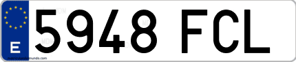 Ejemplo de matrícula de coche ordinaria 5948 FCL