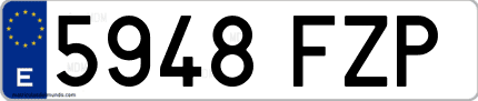 Ejemplo de matrícula de coche ordinaria 5948 FZP