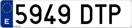 Ejemplo de matrícula española 5949 DTP