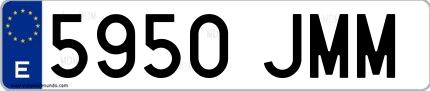 Ejemplo de matrícula española 5950 JMM