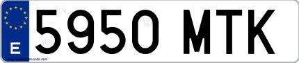 Ejemplo de matrícula española 5950 MTK