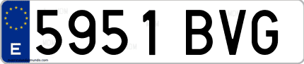 Ejemplo de matrícula de coche ordinaria 5951 BVG