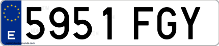 Ejemplo de matrícula de coche ordinaria 5951 FGY