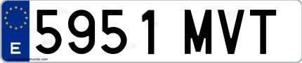 Ejemplo de matrícula española 5951 MVT