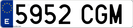 Ejemplo de matrícula de coche ordinaria 5952 CGM