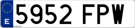 Ejemplo de matrícula de coche ordinaria 5952 FPW