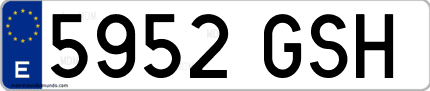 Ejemplo de matrícula de coche ordinaria 5952 GSH
