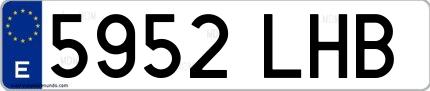 Ejemplo de matrícula española 5952 LHB