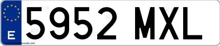 Ejemplo de matrícula española 5952 MXL