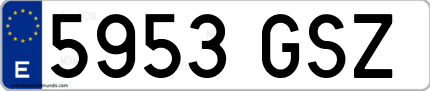 Ejemplo de matrícula de coche ordinaria 5953 GSZ
