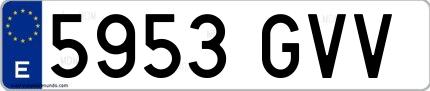 Ejemplo de matrícula española 5953 GVV