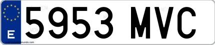 Ejemplo de matrícula española 5953 MVC