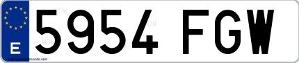 Ejemplo de matrícula española 5954 FGW