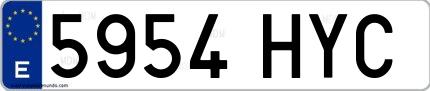 Ejemplo de matrícula española 5954 HYC