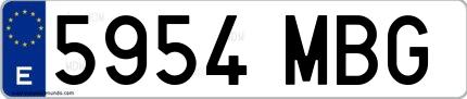 Ejemplo de matrícula española 5954 MBG