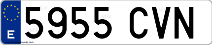 Ejemplo de matrícula de coche ordinaria 5955 CVN