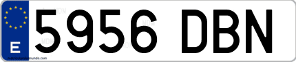 Ejemplo de matrícula de coche ordinaria 5956 DBN
