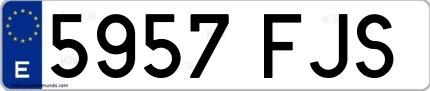 Ejemplo de matrícula española 5957 FJS