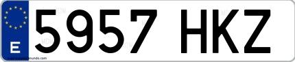 Ejemplo de matrícula española 5957 HKZ