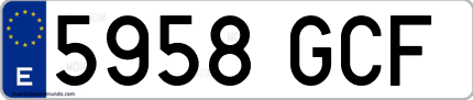 Ejemplo de matrícula de coche ordinaria 5958 GCF