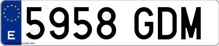 Ejemplo de matrícula española 5958 GDM