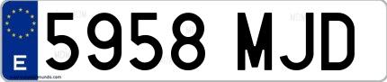 Ejemplo de matrícula española 5958 MJD