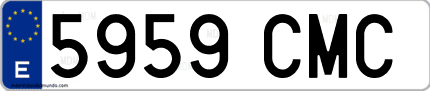 Ejemplo de matrícula de coche ordinaria 5959 CMC