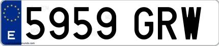 Ejemplo de matrícula española 5959 GRW