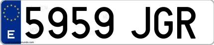 Ejemplo de matrícula española 5959 JGR