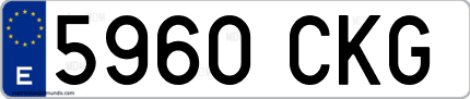 Ejemplo de matrícula de coche ordinaria 5960 CKG