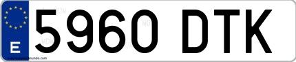 Ejemplo de matrícula española 5960 DTK