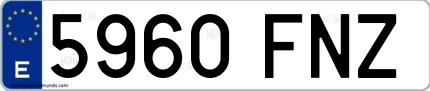 Ejemplo de matrícula española 5960 FNZ