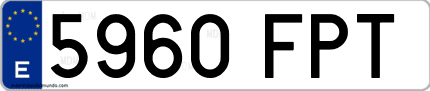 Ejemplo de matrícula de coche ordinaria 5960 FPT