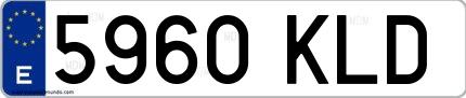 Ejemplo de matrícula española 5960 KLD