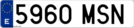Ejemplo de matrícula de coche ordinaria 5960 MSN