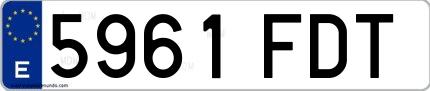 Ejemplo de matrícula española 5961 FDT